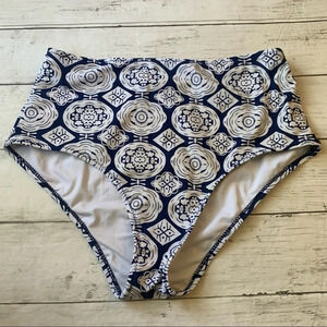 Cupshe High Waisted Bikini Bottoms Blue White Floral Print  Small
